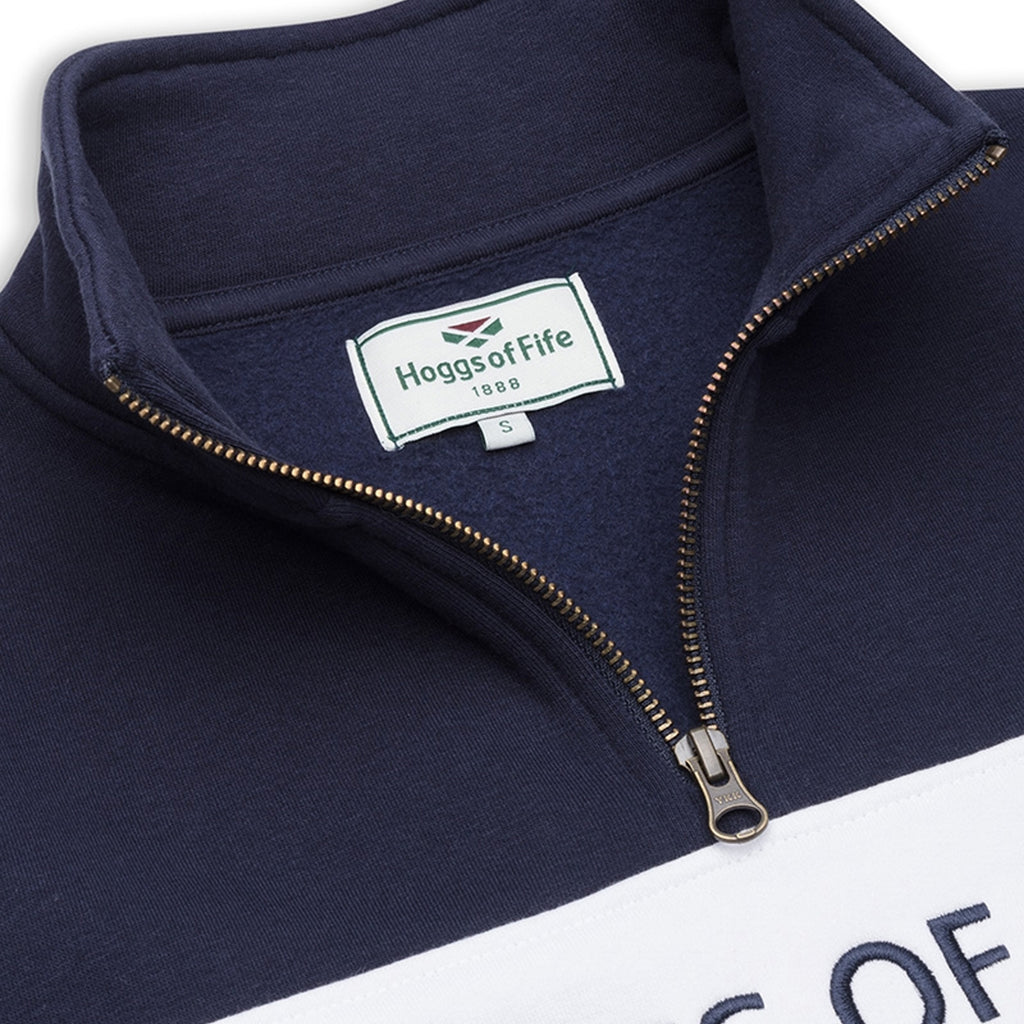 Hoggs Of Fife Mens Dumfries 1888 1/4 Zip Jumper - Navy/White
