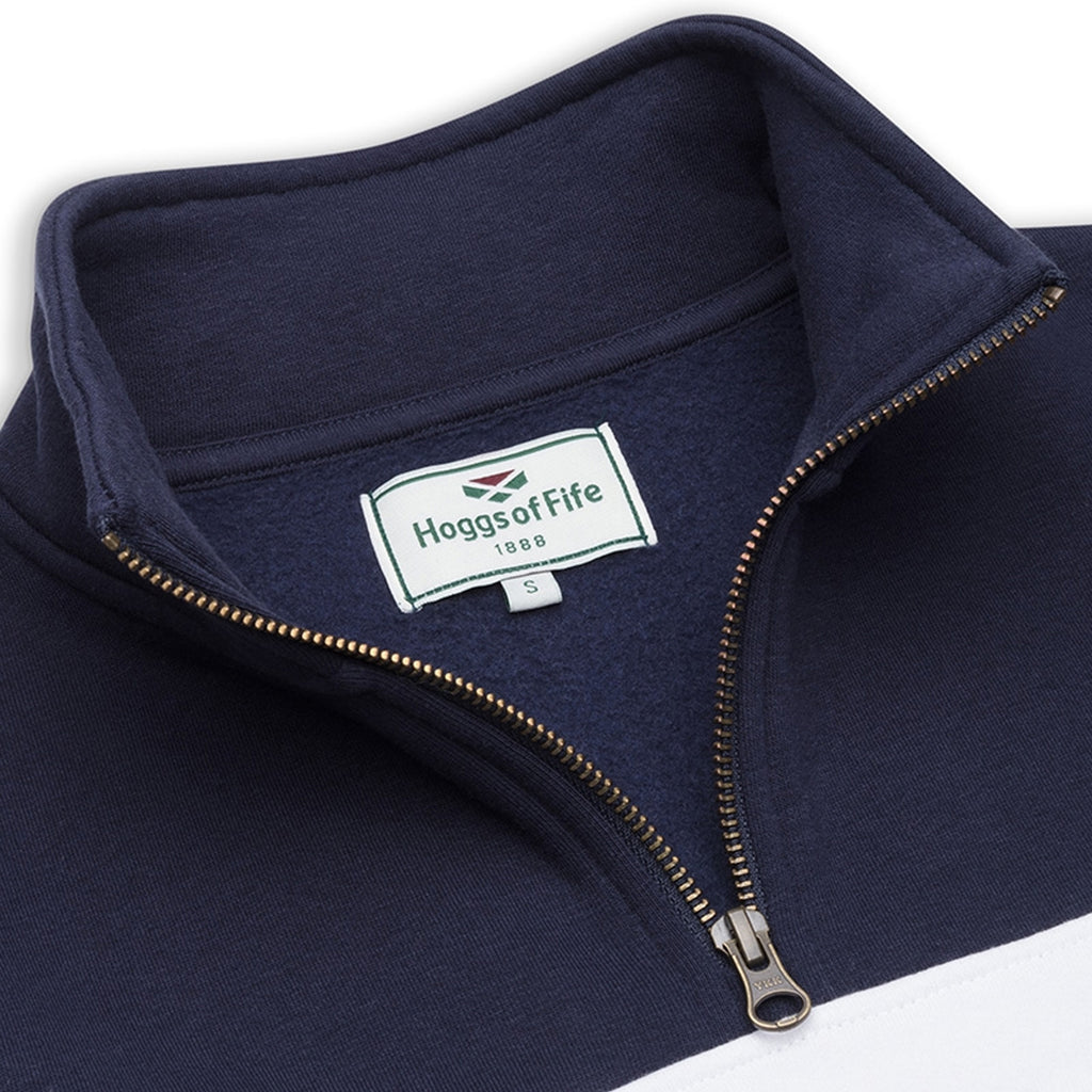 Hoggs of Fife Ladies Dumfries 1888 1/4 Zip Jumper - Navy/White