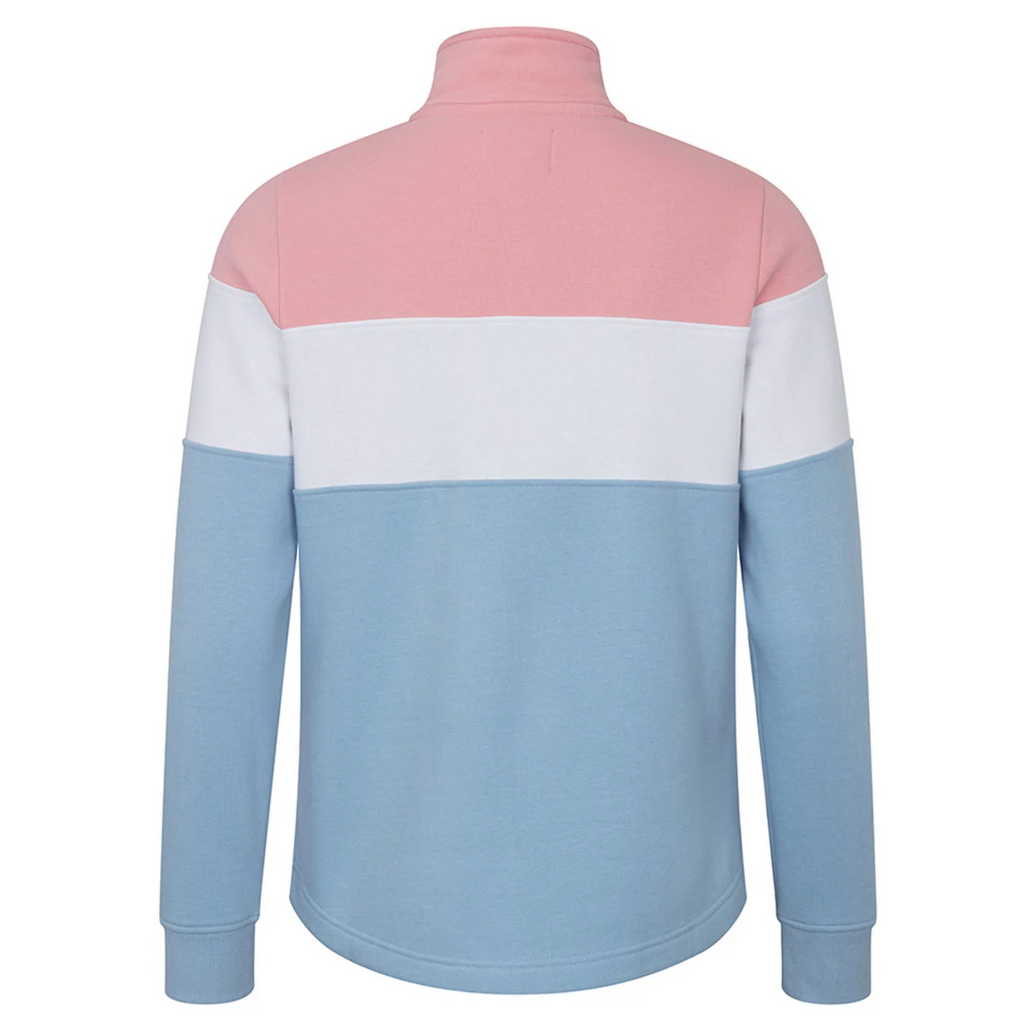 Hoggs Of Fife Ladies Dumfries 1888 1/4 Zip Jumper - Pink/White/Blue