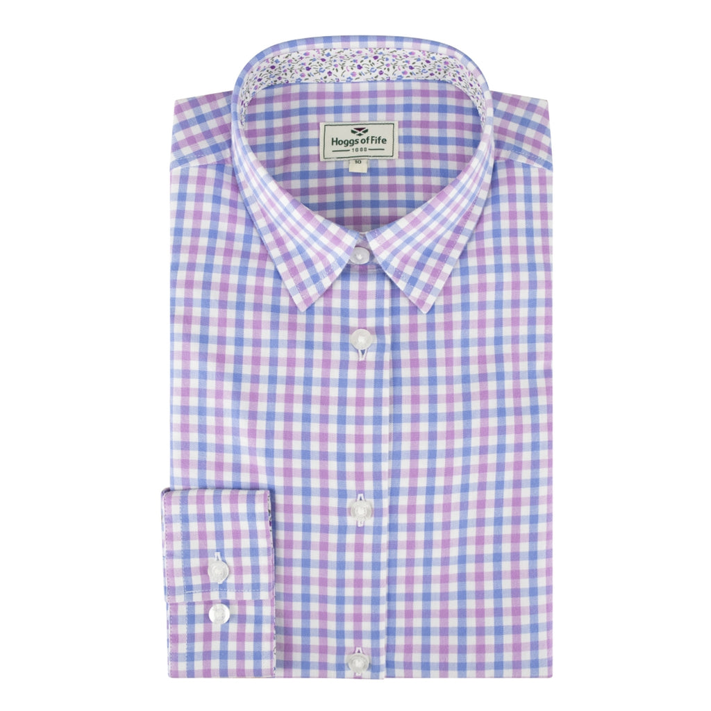 Hoggs Of Fife Ladies Becky II Cotton Shirt - Pink/Blue