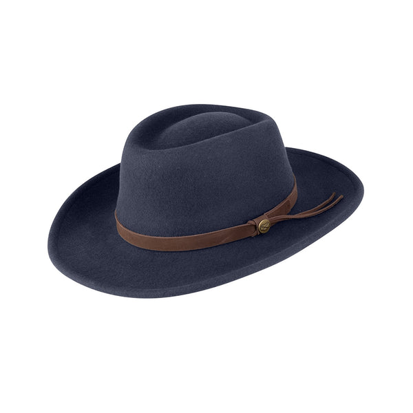 Hoggs of Fife Perth Crushable Felt Hat - Navy