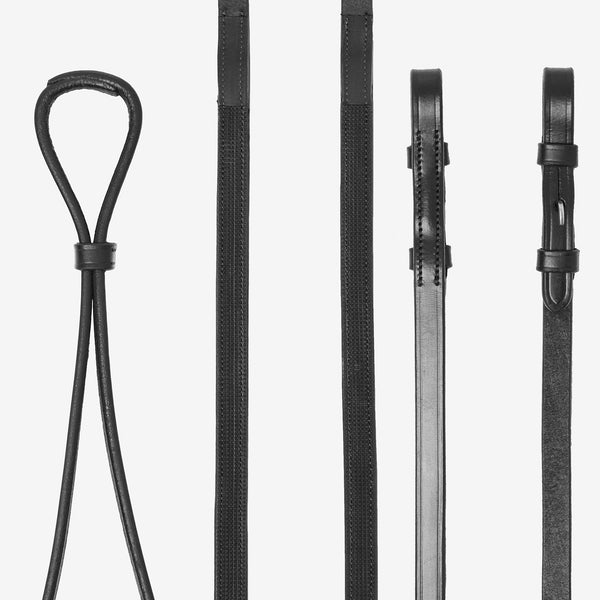 LeMieux Hunter Half Lined Curb Rein - Black/Silver