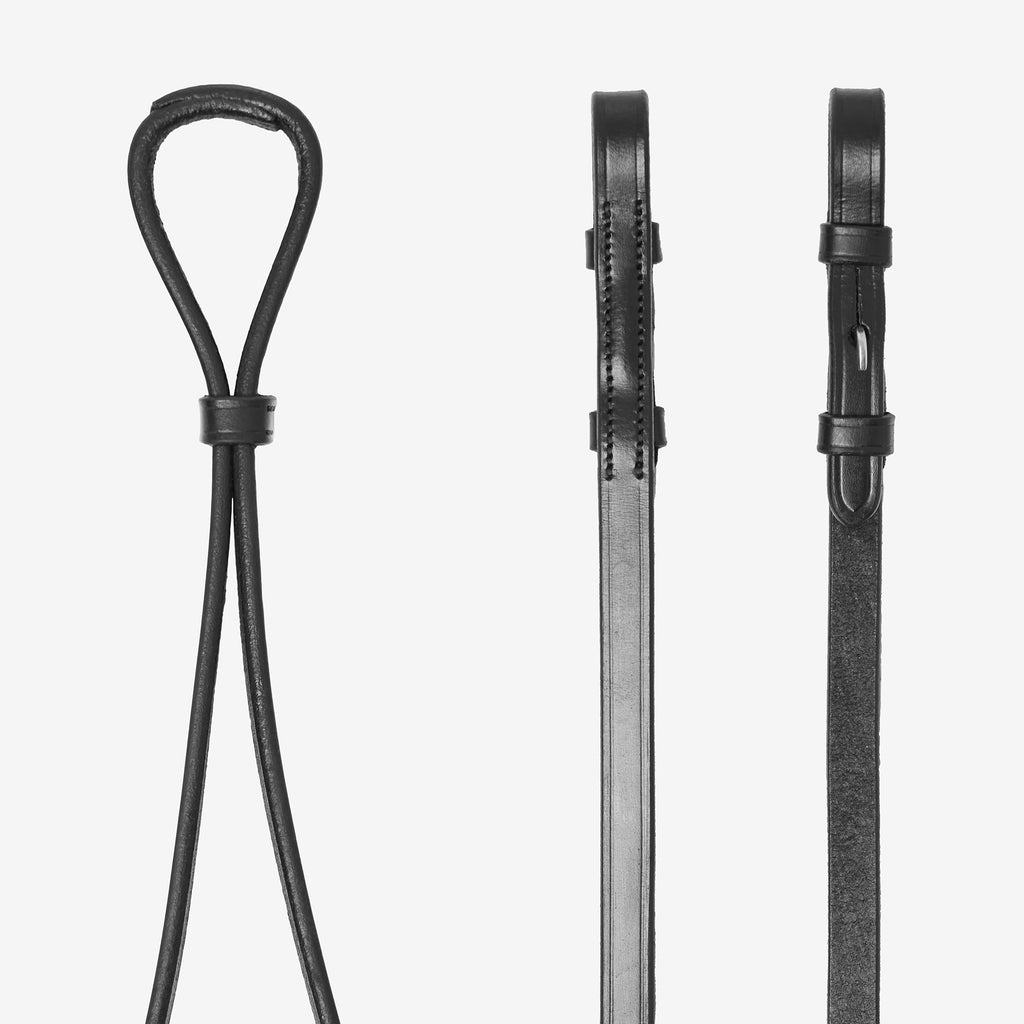 LeMieux Hunter Half Lined Curb Rein - Black/Silver