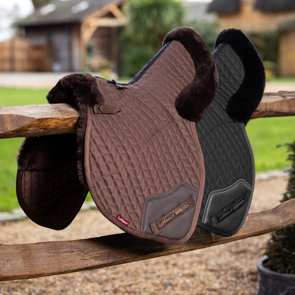 LeMieux Merino+ Half Lined Close Contact Numnah - Brown/Brown