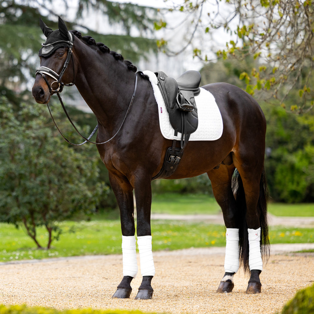 LeMieux Merino+ Half Lined Suede Dressage Square - White/White