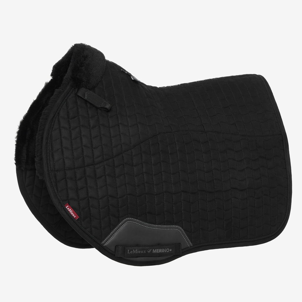 LeMieux Merino+ Half Lined Suede EuroJump Square - Black/Black