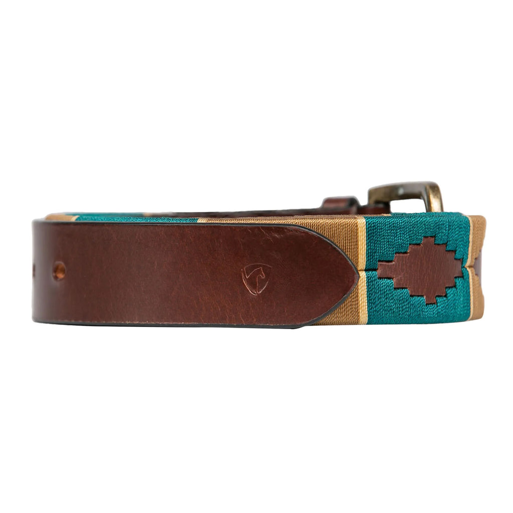 Hy Equestrian Polo Belt - Teal/Mocha/Beige