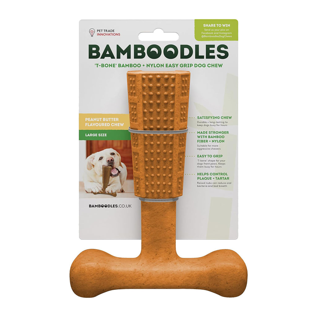 Bamboodles T Bone Chew Toy Small - Peanut Butter