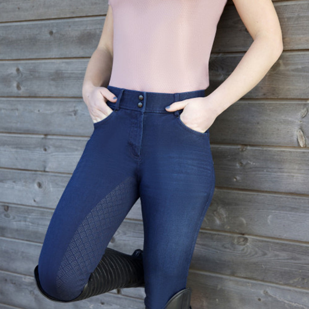 Hy Equestrian Elevate Mizs Denim Breeches - Dark Blue