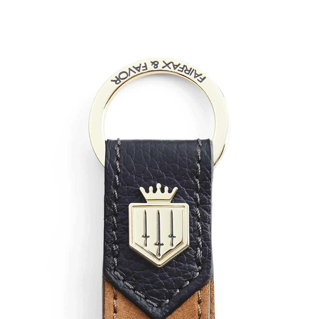 Fairfax and Favor Suede Keyring - Tan/Navy