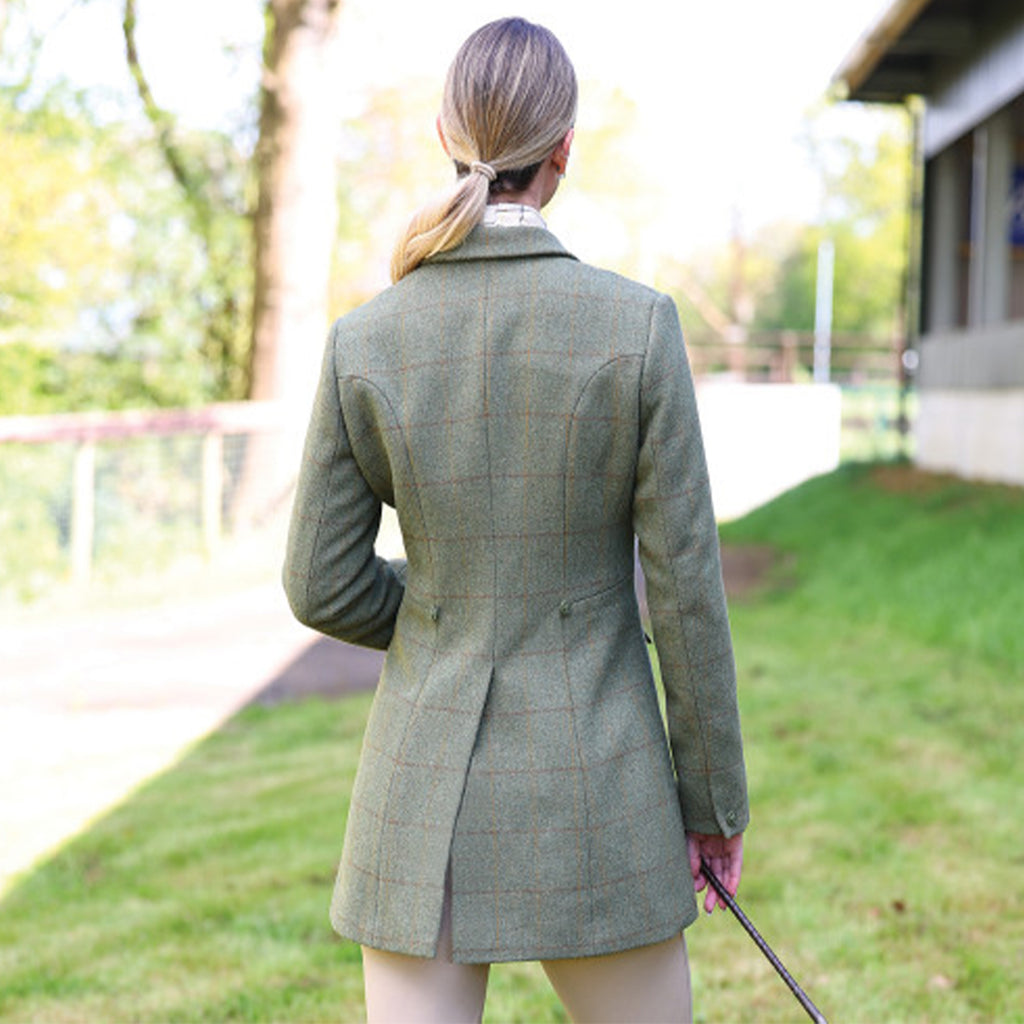 Equetech Ladies Claydon Beaufort Tweed Riding Jacket - Claydon Green