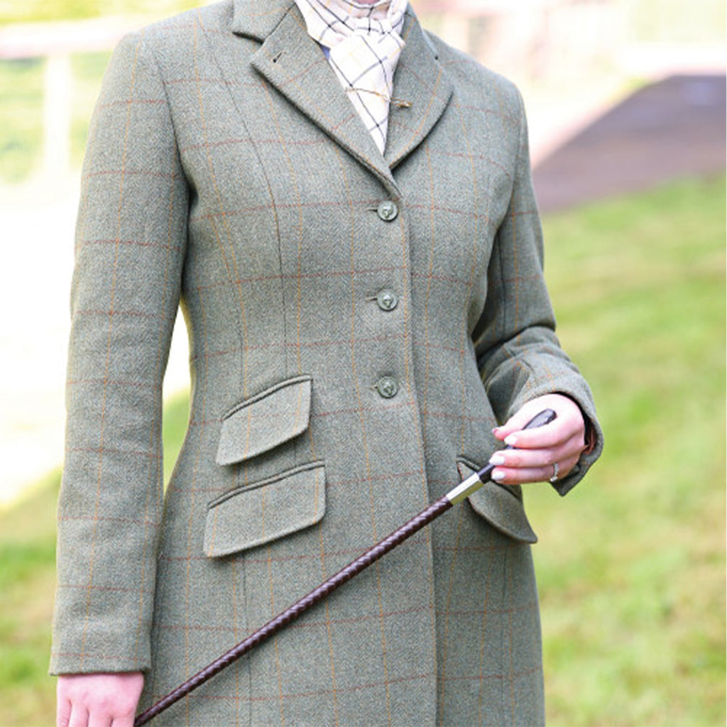 Equetech Ladies Claydon Beaufort Tweed Riding Jacket - Claydon Green