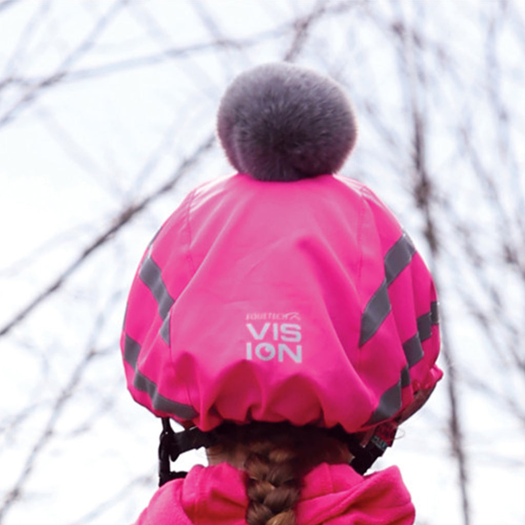 Equetech Childrens Hi Vis Vision Deluxe Pom Hat Silk - Pink