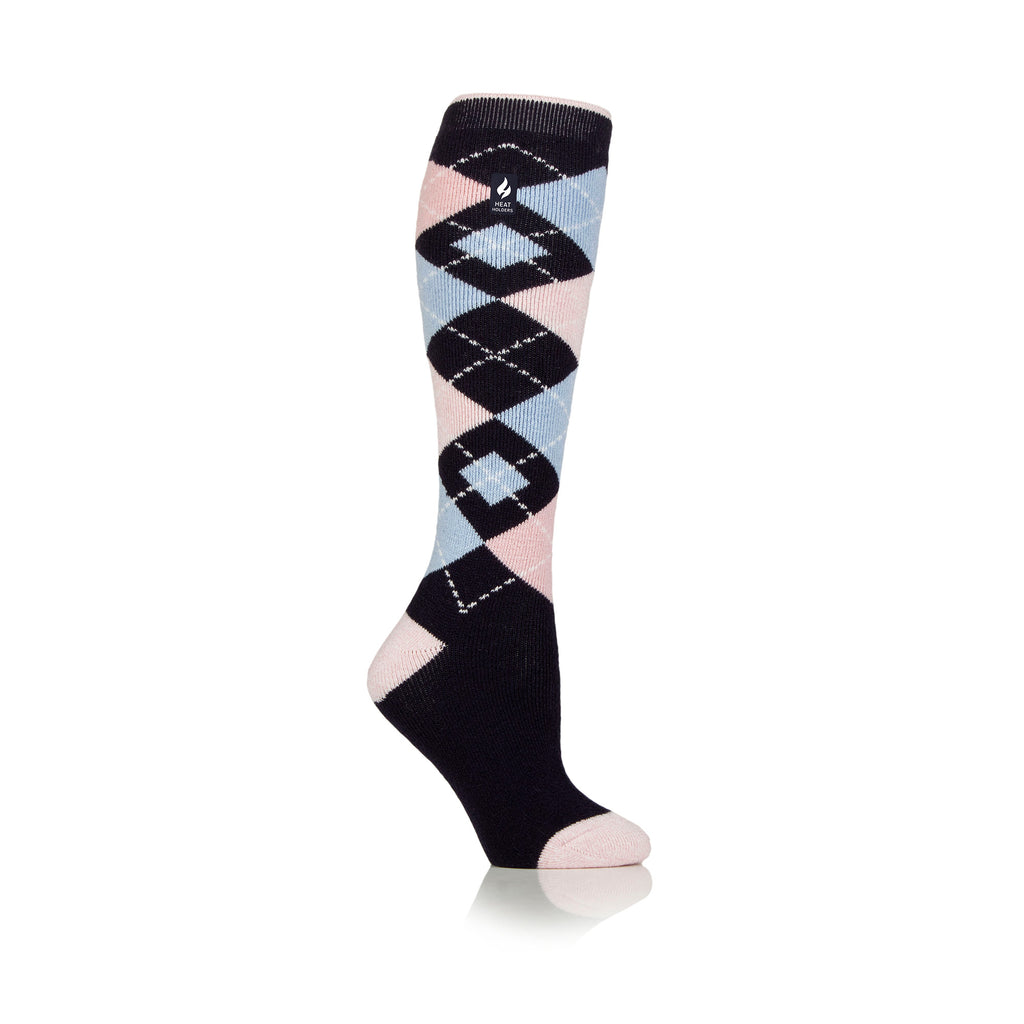 Heat Holders Junior Folly Argyle Riding Socks - Navy
