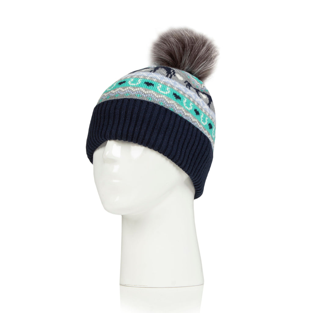 Fairisle Junior Pom Hat - Grey