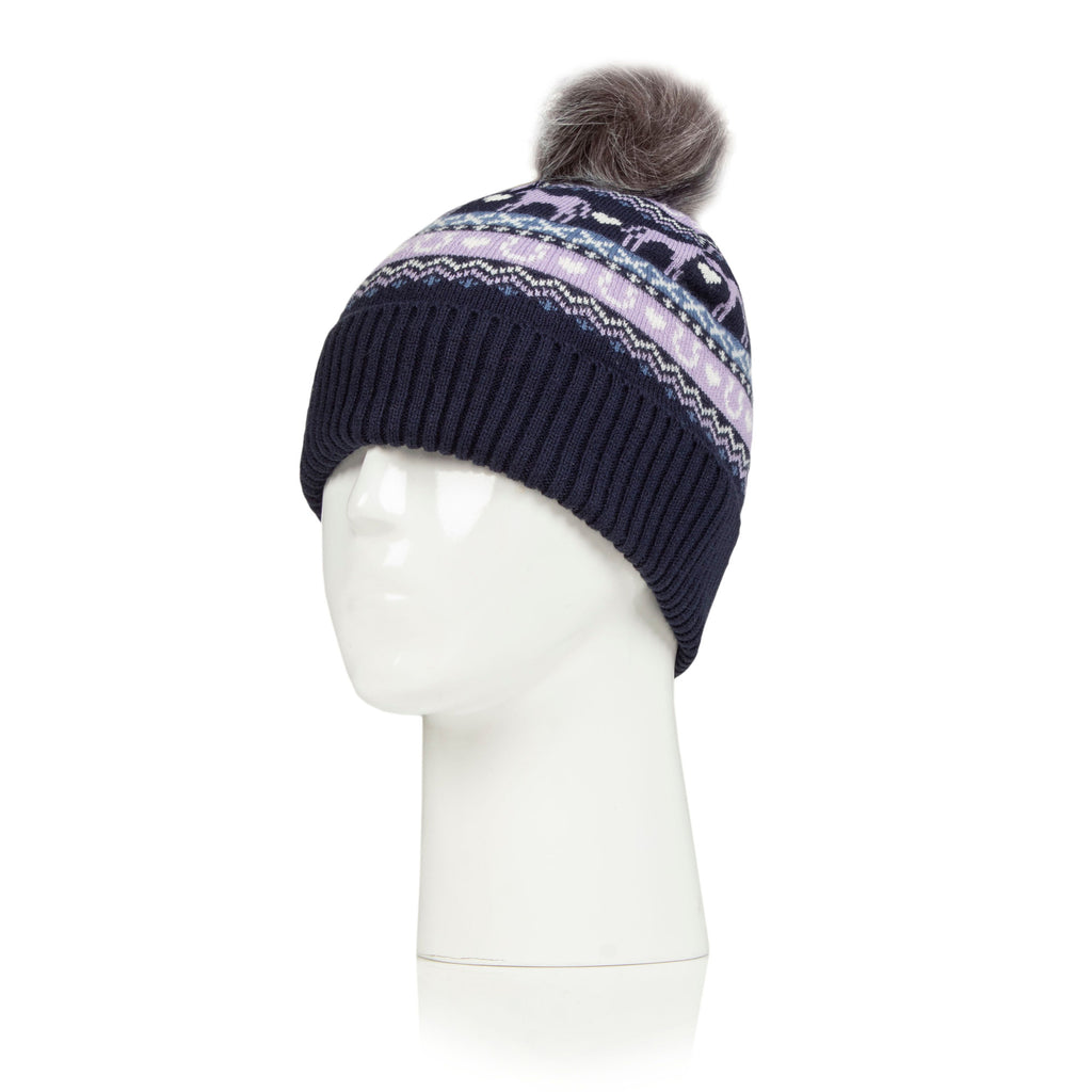 Fairisle Junior Pom Hat - Navy