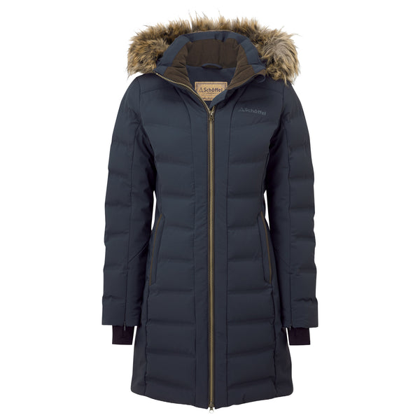 Schoffel Ladies Hurlingham Waterproof Down Coat - Carbon Navy