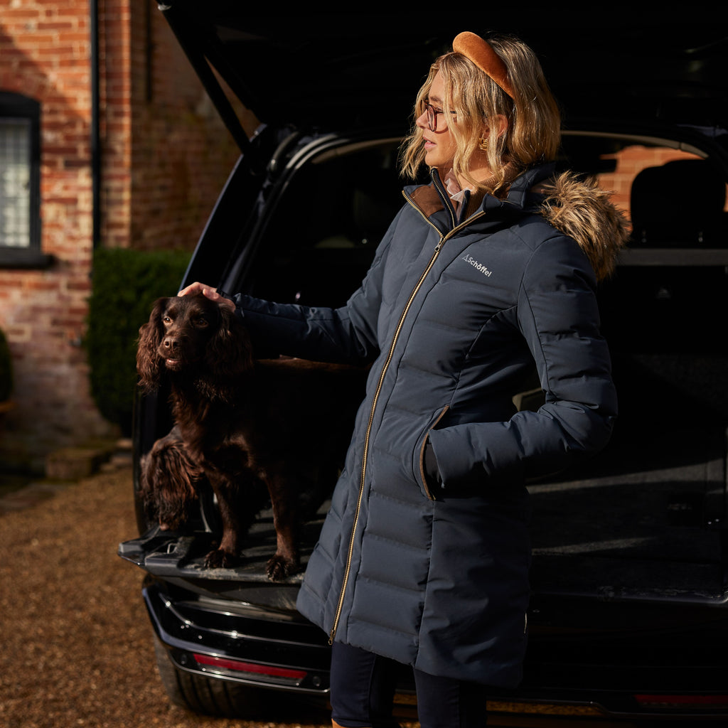 Schoffel Ladies Hurlingham Waterproof Down Coat - Carbon Navy
