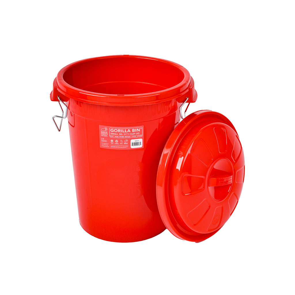 Red Gorilla Bin With Clip Lid - 30L - Red