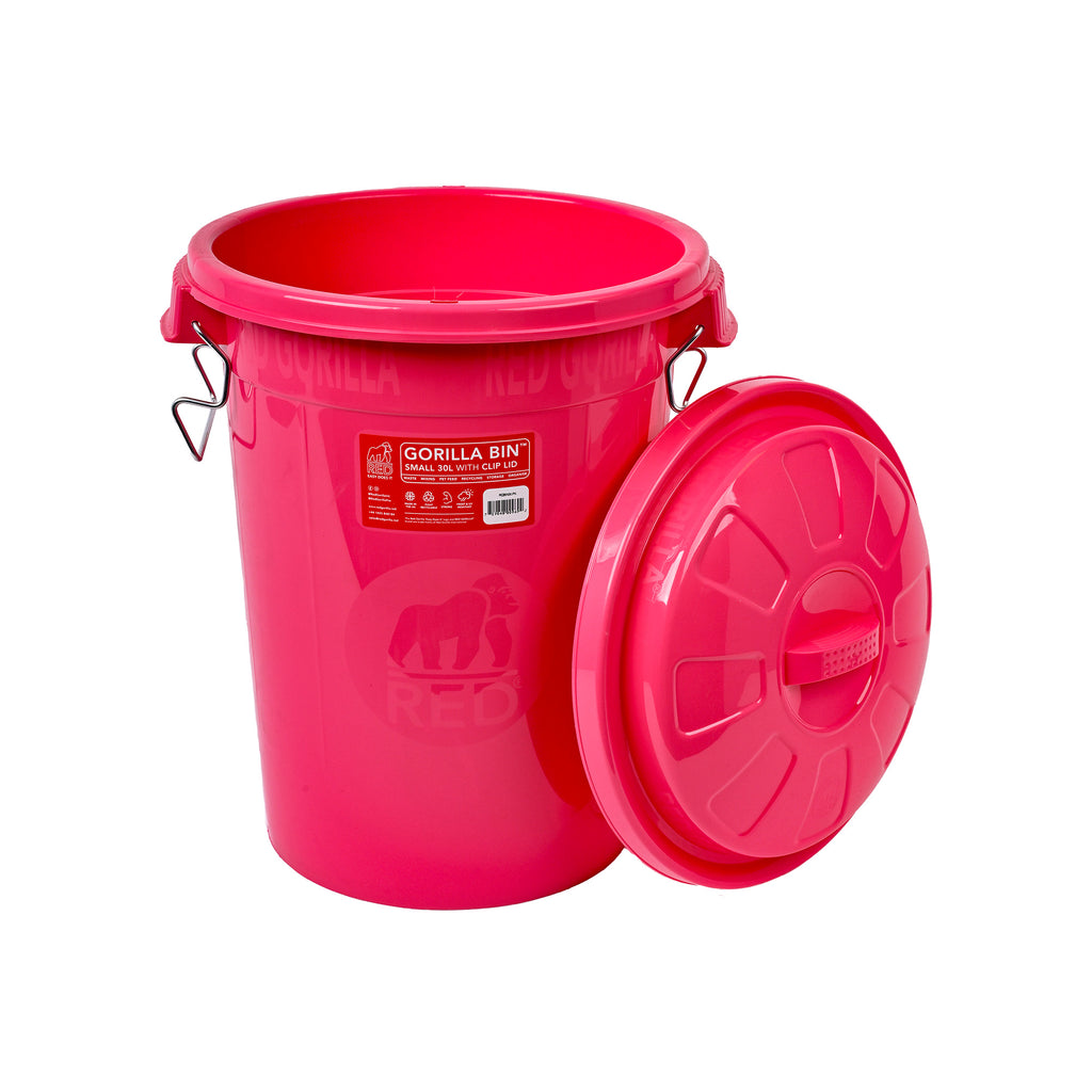 Red Gorilla Bin With Clip Lid 30 Litre - Pink