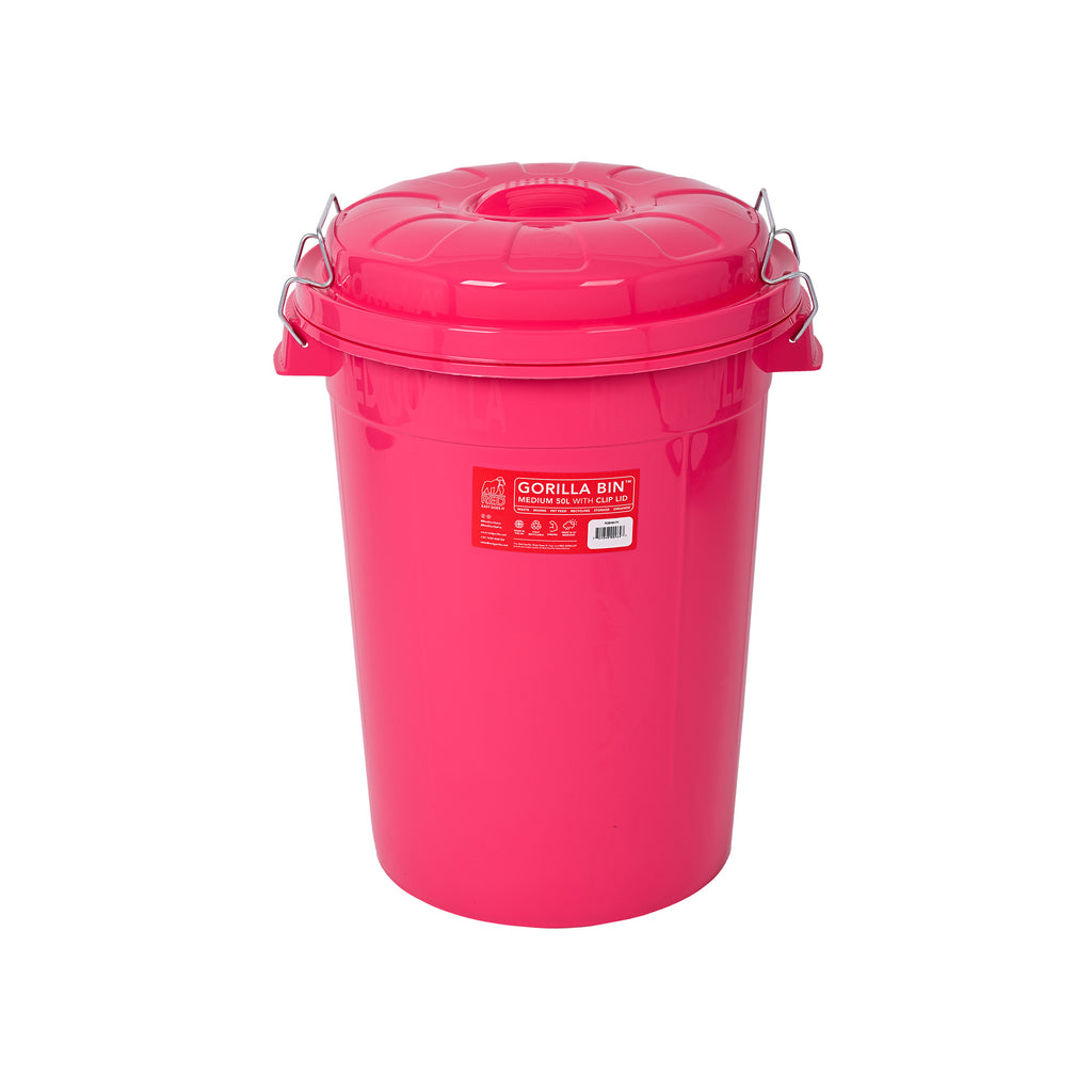 Red Gorilla Bin With Clip Lid 50 Litre - Pink