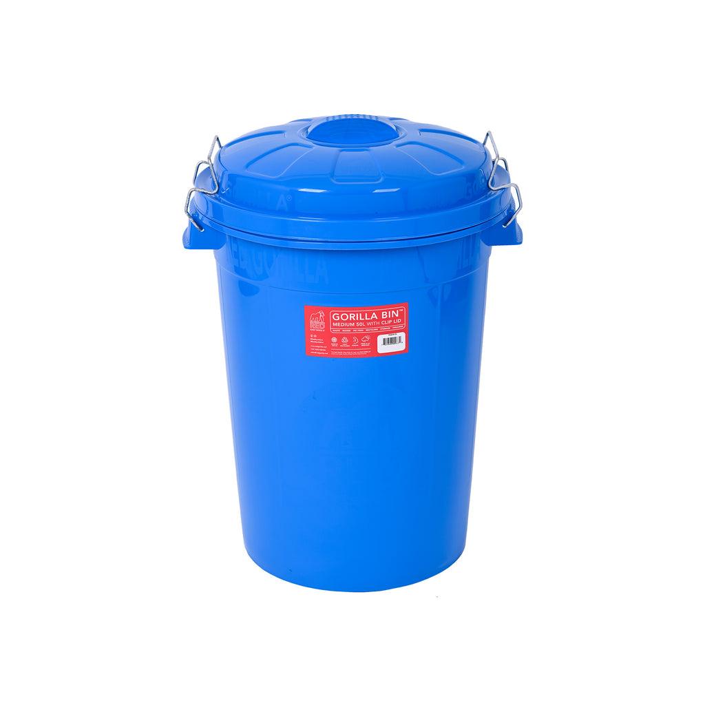 Red Gorilla Bin With Clip Lid 50 Litre - Blue