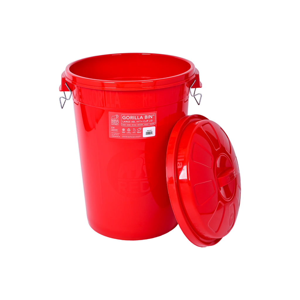 Red Gorilla Bin With Clip Lid - 80L - Red