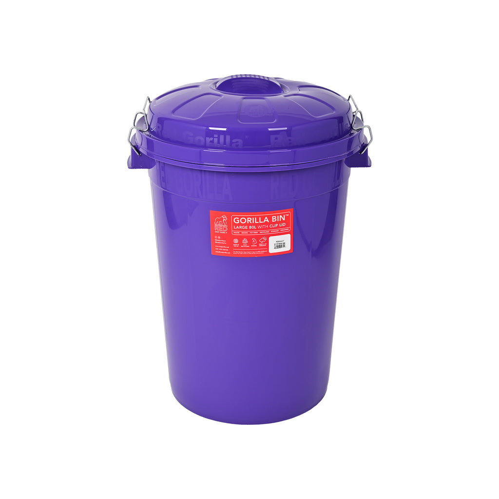 Red Gorilla Bin With Clip Lid 80 Litre - Purple