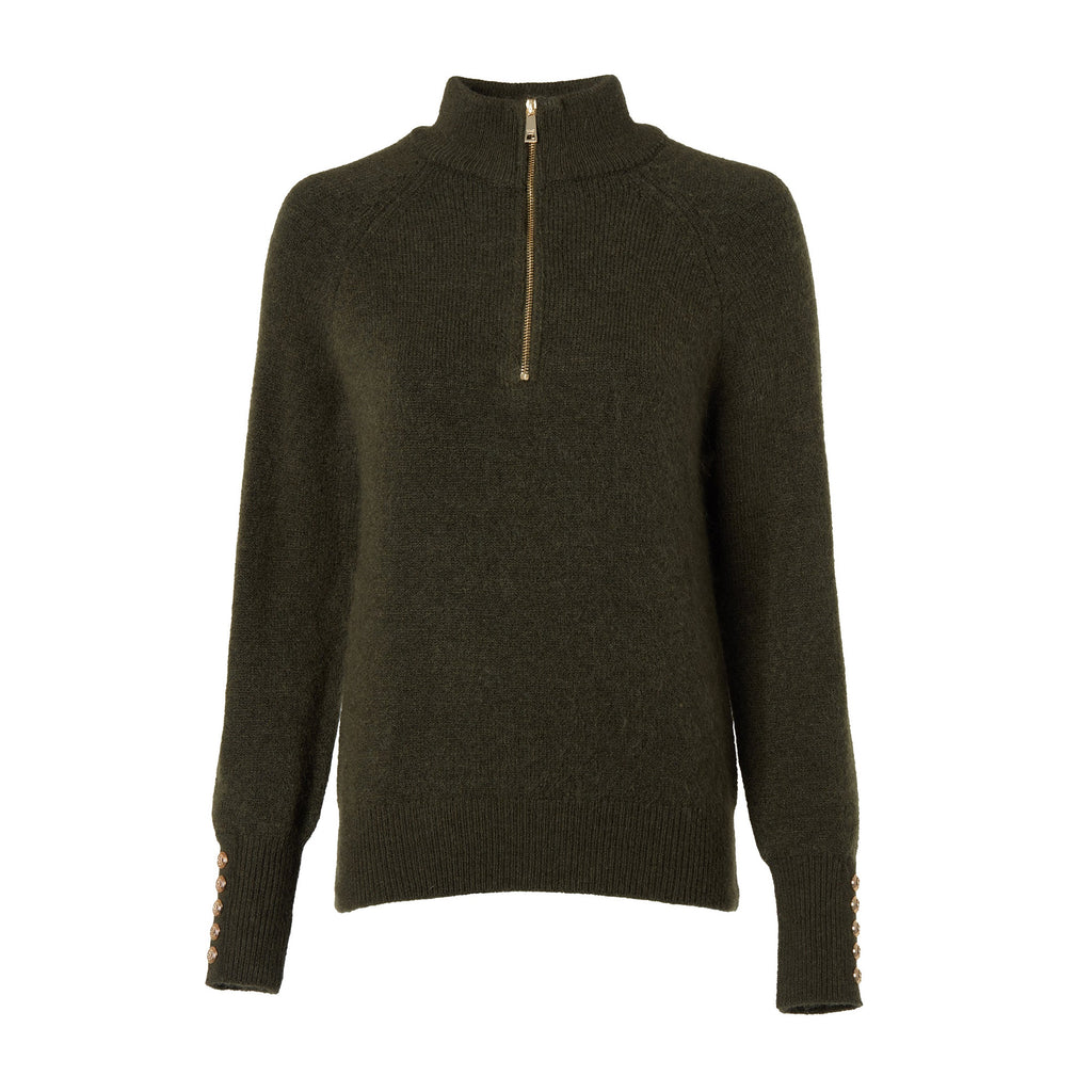 Holland Cooper Tori Quarter Zip Knit - Forest Green