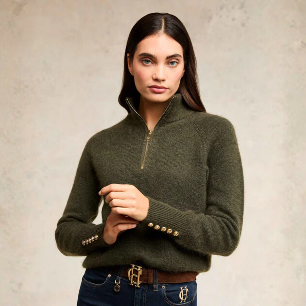 Holland Cooper Tori Quarter Zip Knit - Forest Green