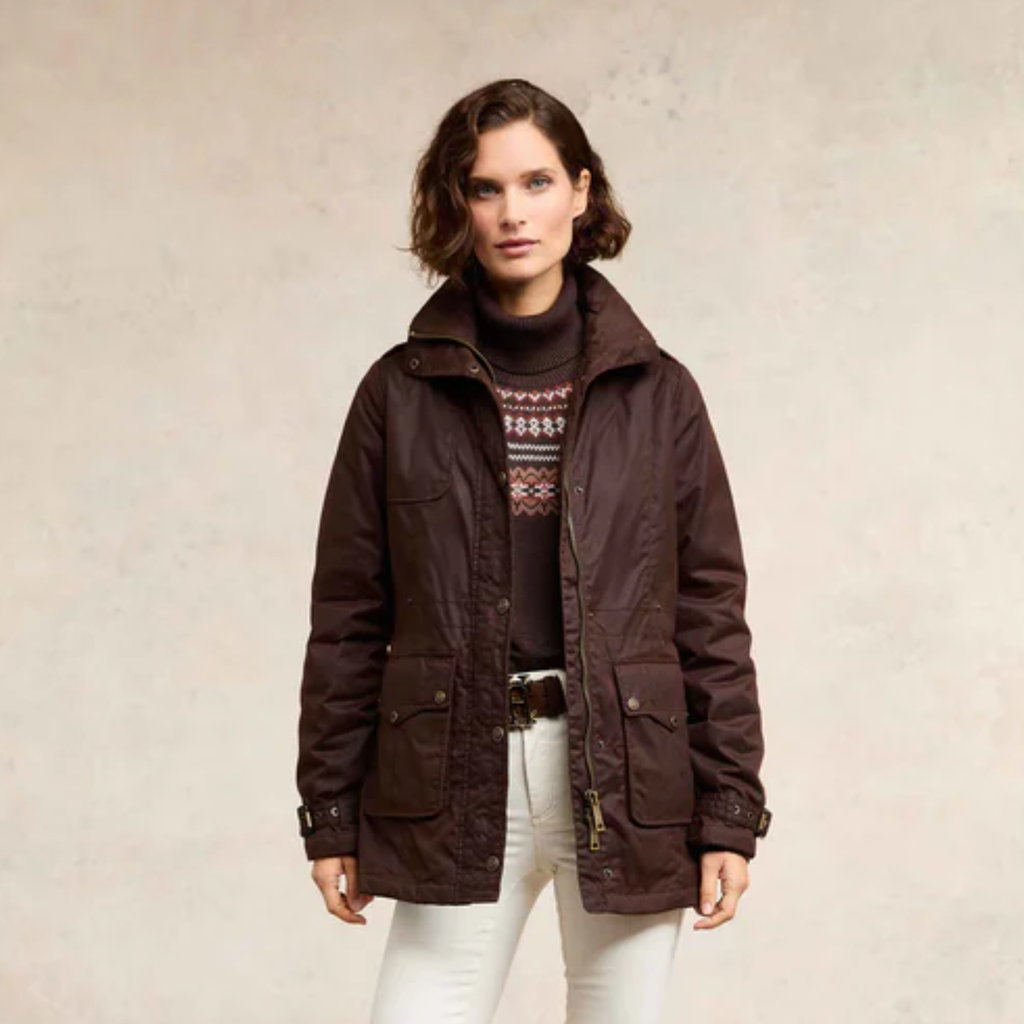 Holland Cooper Durham Wax Jacket - Chocolate