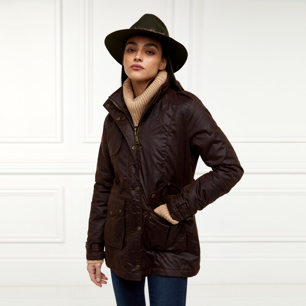 Holland Cooper Durham Wax Jacket - Chocolate