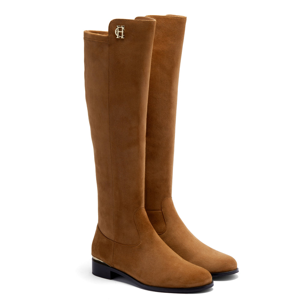 Holland Cooper Albany Knee Boot - Tan Suede