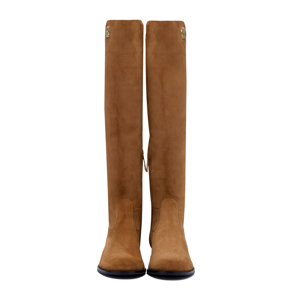 Holland Cooper Albany Knee Boot - Tan Suede