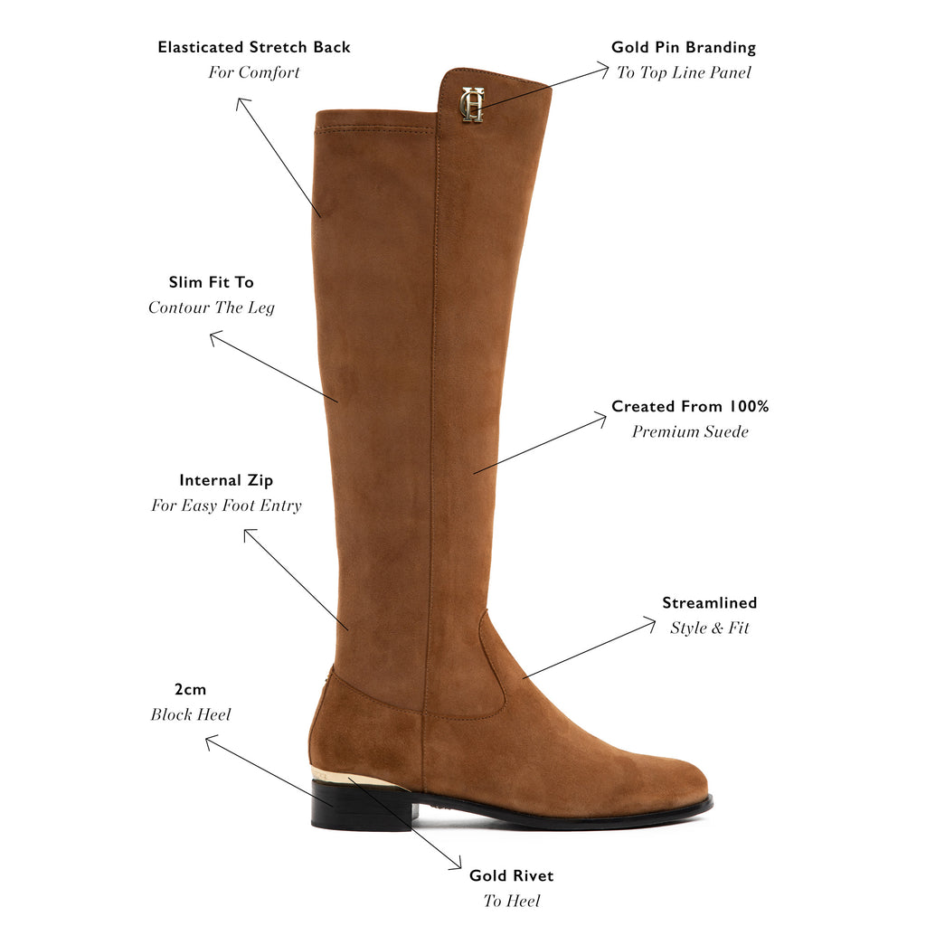 Holland Cooper Albany Knee Boot - Tan Suede