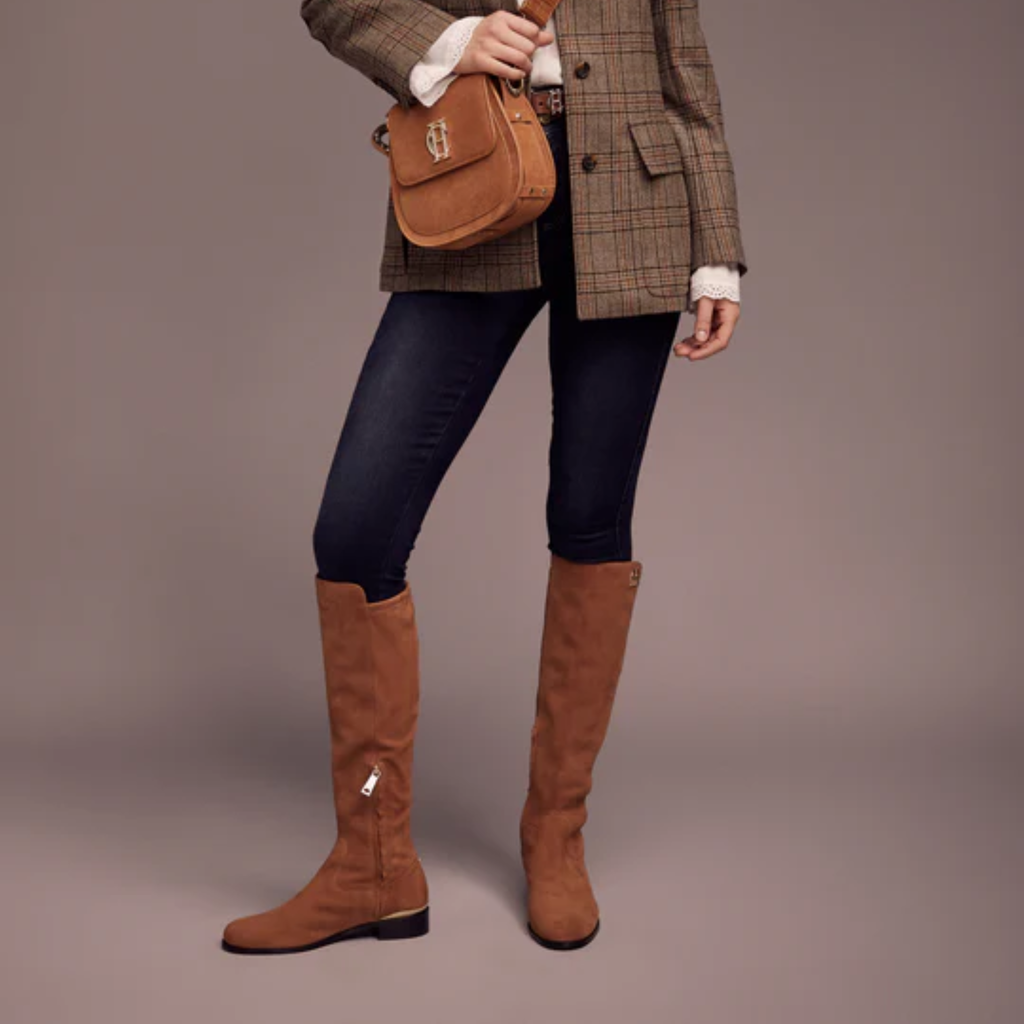 Holland Cooper Albany Knee Boot - Tan Suede