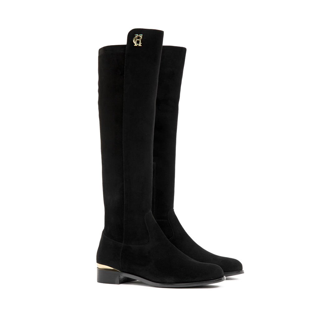 Holland Cooper Albany Knee Boot - Black Suede
