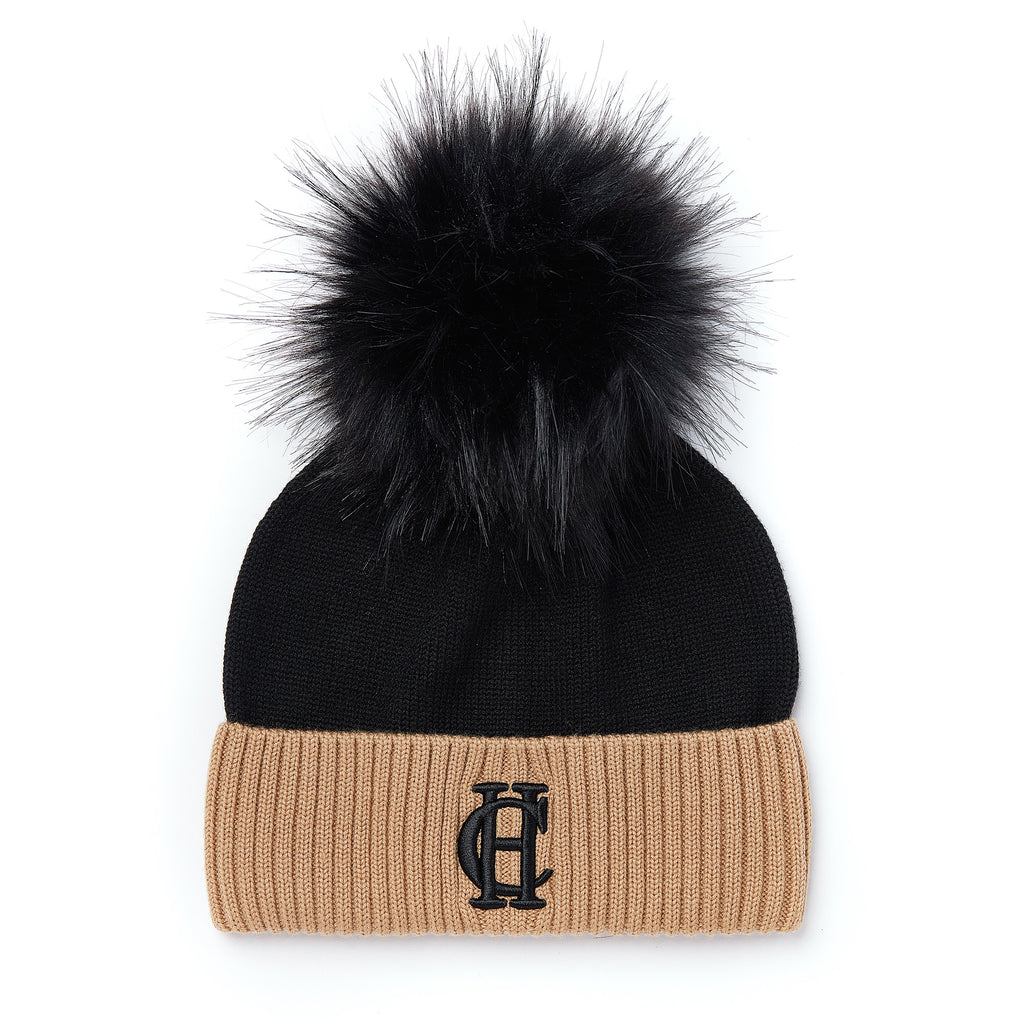 Holland Cooper Chelsea Merino Bobble Hat - Black