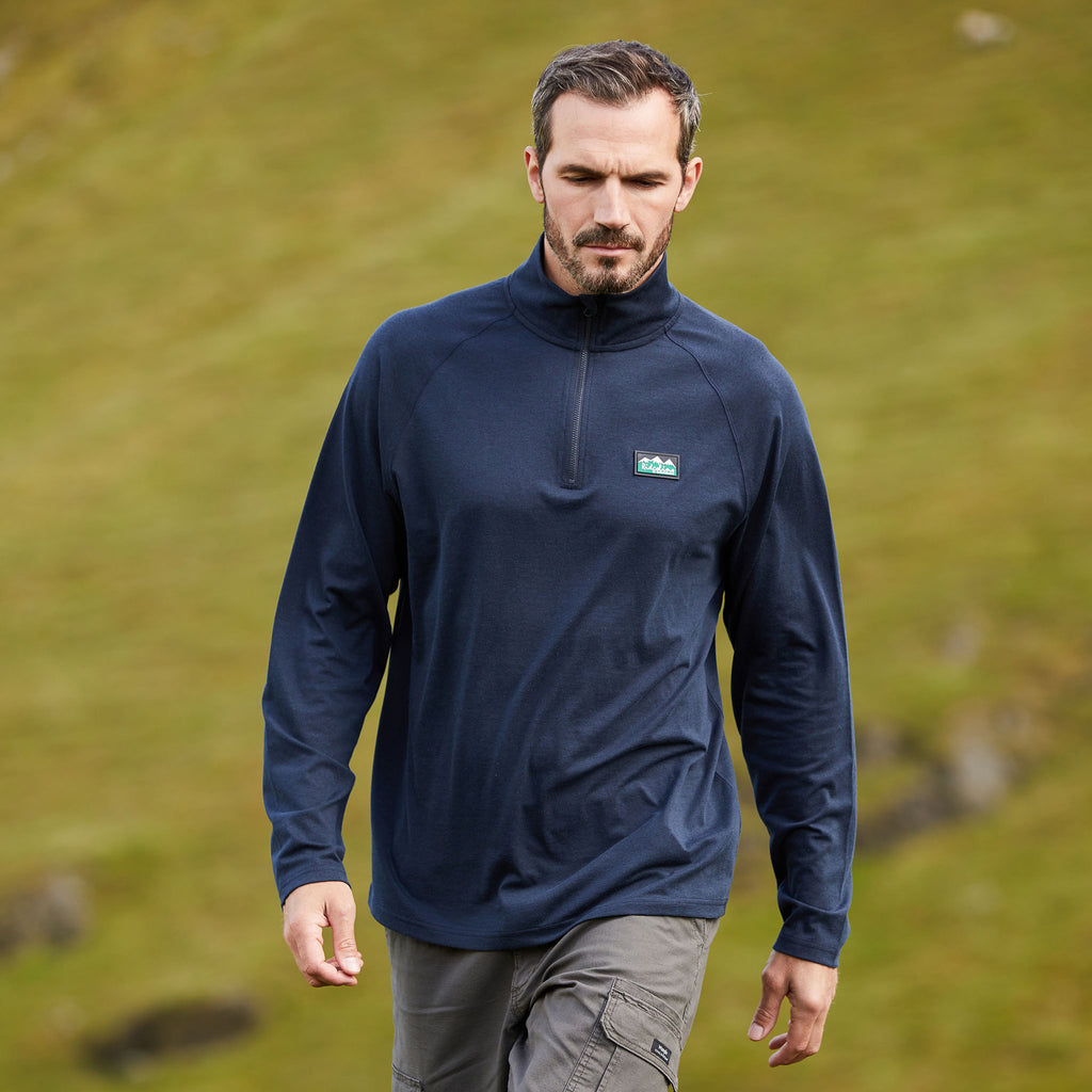 Ridgeline Mens Baseline Pull On Zip Top - Navy Marl
