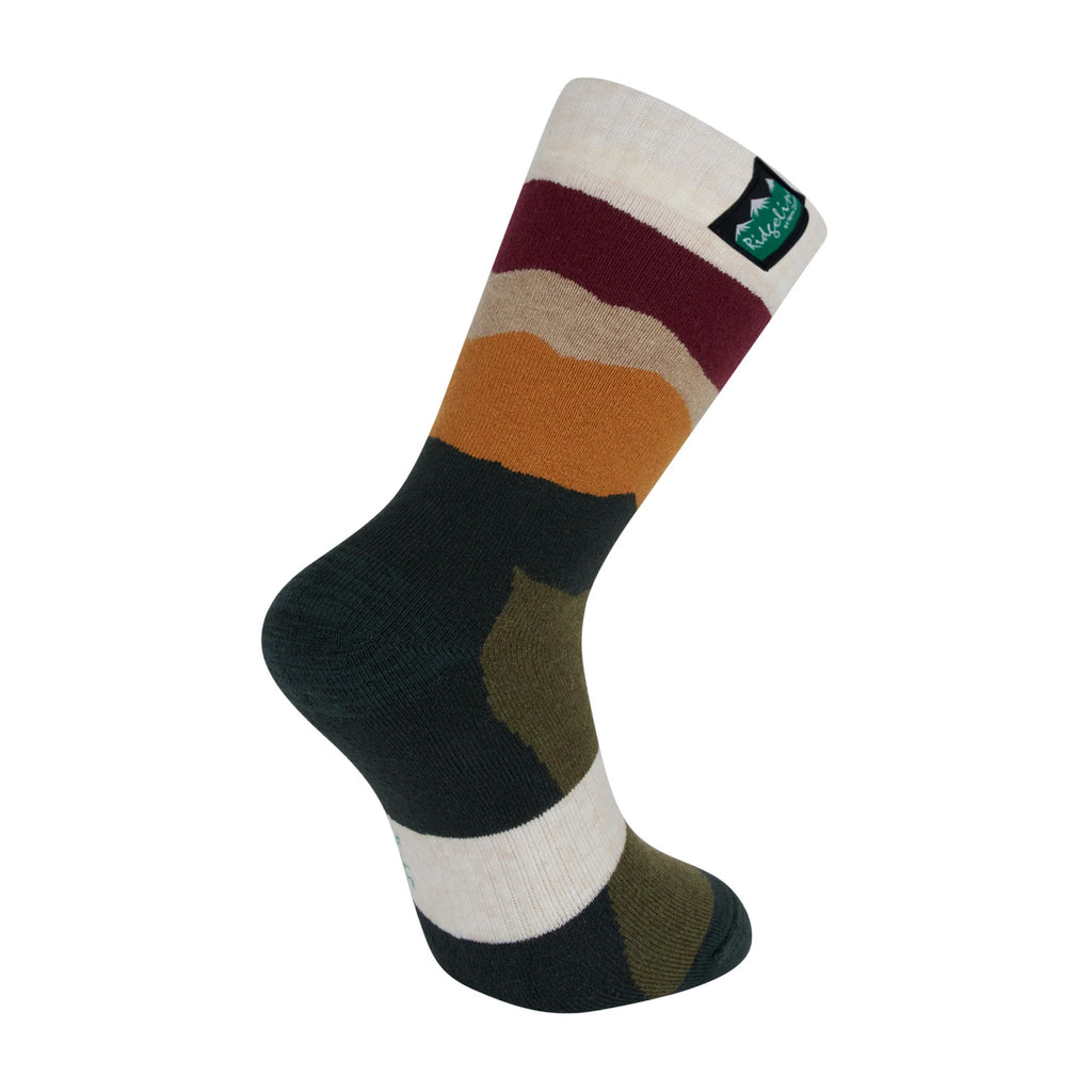 Ridgeline Merino Wool Field Socks Mid Length - Berry Stripes