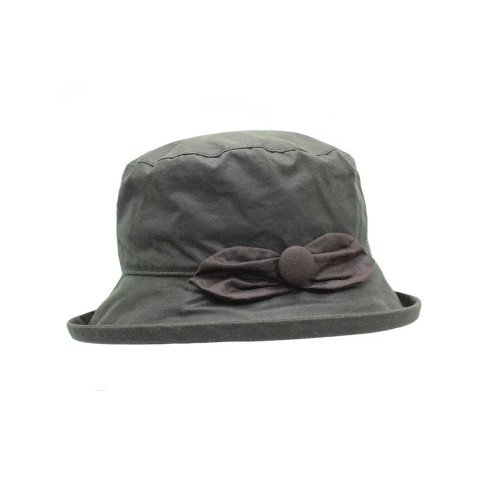 Heather Cora Wax Leaf Motif Hat - Olive