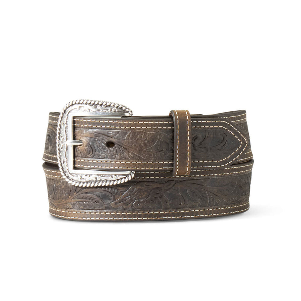 Ariat Mens Tooled Double Stitched Belt - Brown