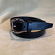 Hide and Collar Leather Belt Brass Horse Buckle - Black