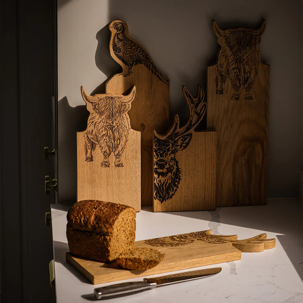 Selbrae Framed Oak Serving Board - Small - Highland Cow