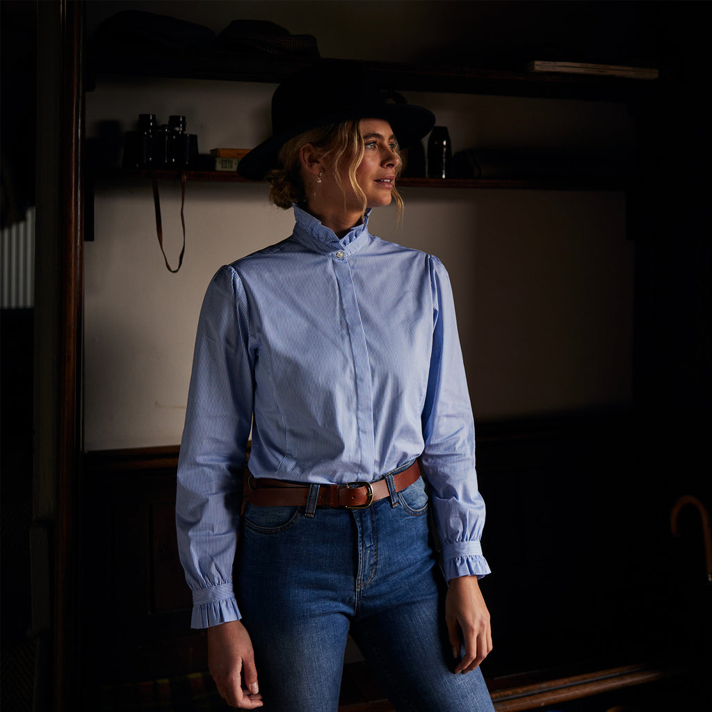 Schoffel Ladies Fakenham Shirt - Light Blue Stripe