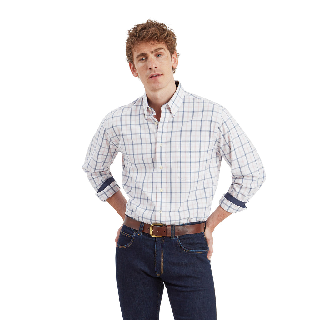 Schoffel Mens Brancaster Classic Shirt - Stone Blue Check