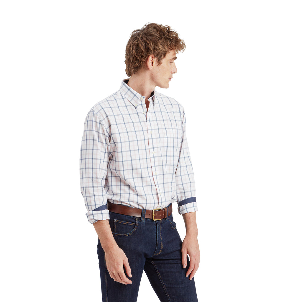 Schoffel Mens Brancaster Classic Shirt - Stone Blue Check