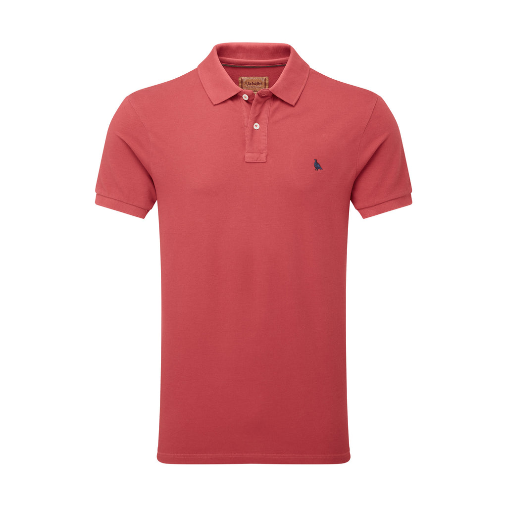 Schoffel Mens St Ives Garment Dyed Polo Shirt - Slate Red