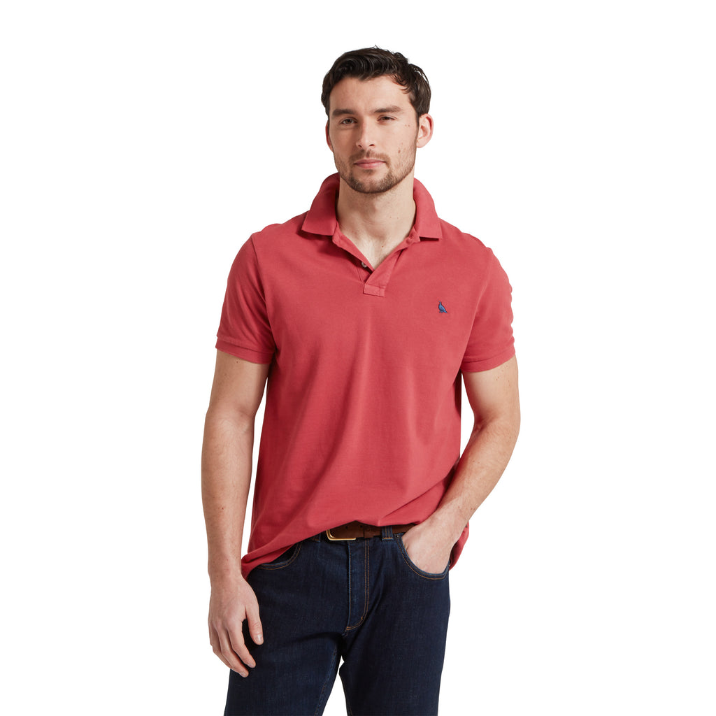 Schoffel Mens St Ives Garment Dyed Polo Shirt - Slate Red