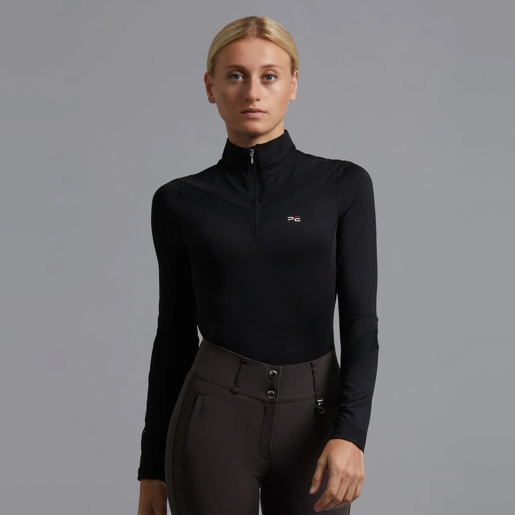 Premier Equine Arclos Ladies Technical Long Sleeve Riding Top - Black